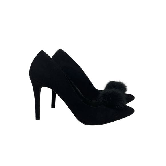 New York & Co black faux suede pompom pump heels shoes size 10 - Picture 8 of 16